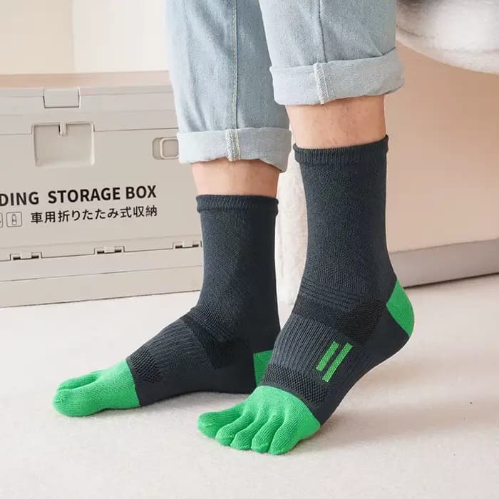 Chaussettes de Sport à cinq doigts pour hommes, en coton à Compression, absorbant la sueur, pour jeu