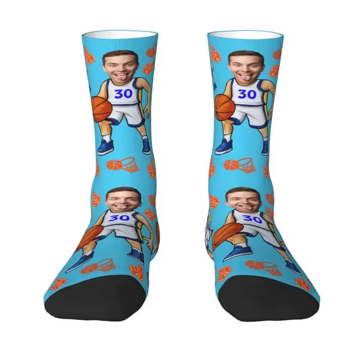 Chaussettes de basket-ball personnalisées pour hommes, unisexes, Cool, visage personnalisé, Design P