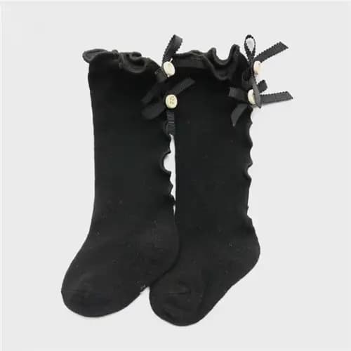 Chaussettes pour enfants, pantalon en coton pour bébés filles, en dentelle, chauffe-jambes avec nœud