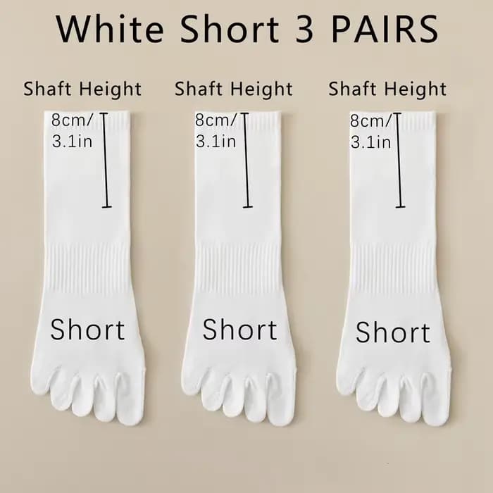 3 paires de chaussettes à bout en coton pour hommes, respirantes, à bout séparé, noires et blanches,