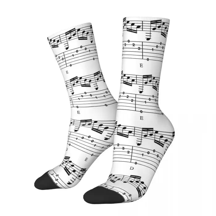 Chaussettes drôles et joyeuses pour hommes, Notes de musique rétro, Style de rue Harajuku, nouveauté