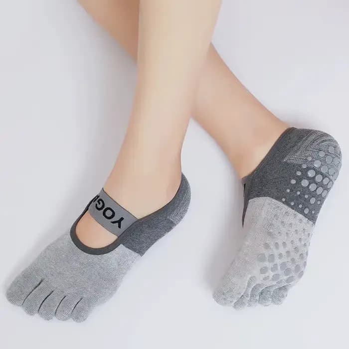 Chaussettes de Yoga respirantes en Silicone pour femmes, antidérapantes, à cinq doigts, Pilates, dos