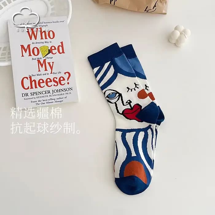 Chaussettes de skateboard pour femmes, bonneterie en coton, streetwear féminin, Harajuku, peinture à