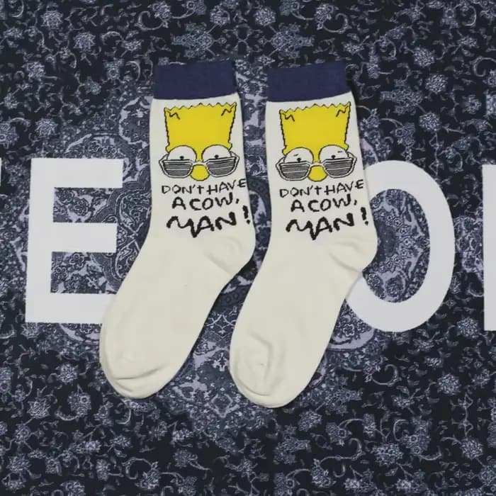 Chaussettes mi-mollet pour couple The Simpsons Bart Simpson, nouvelles, créatives, mignonnes, à la m