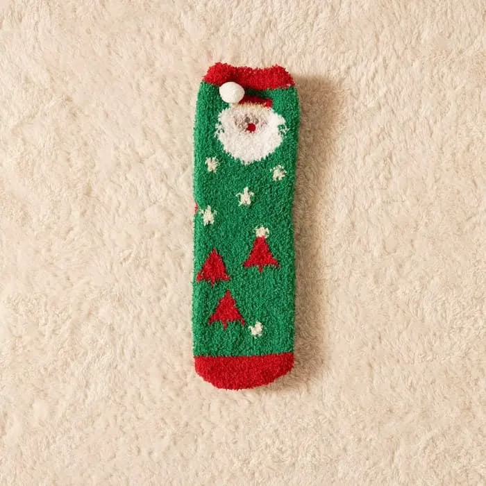 Chaussettes père noël dessin animé bonhomme de neige chapeau de noël rouge vert femmes bonneterie co