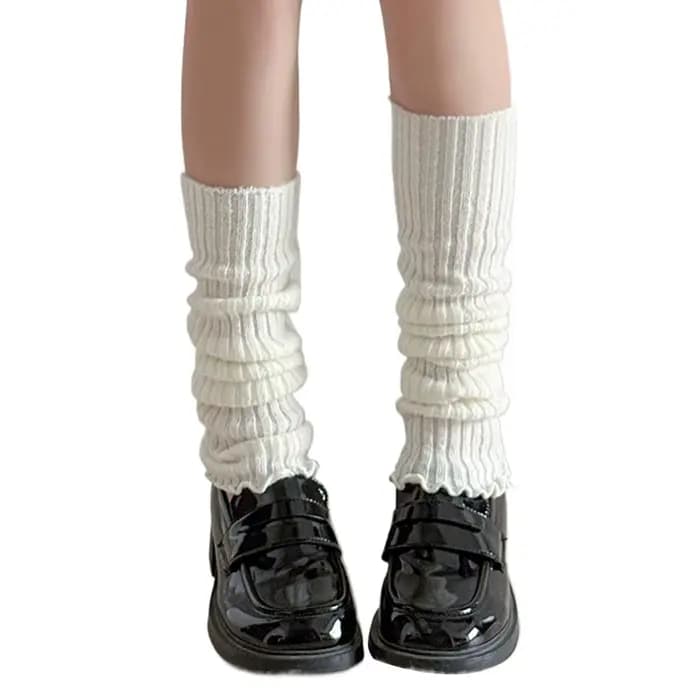 Nouveaux chauffe-jambes Lolita tricotés pour femme, chaussettes longues en laine pour automne-hiver,