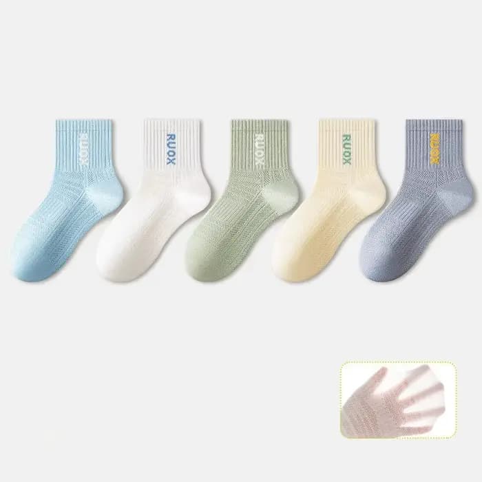 5 paires/ensemble de chaussettes d'été pour enfants, chaussettes de Sport unies pour garçons, chauss
