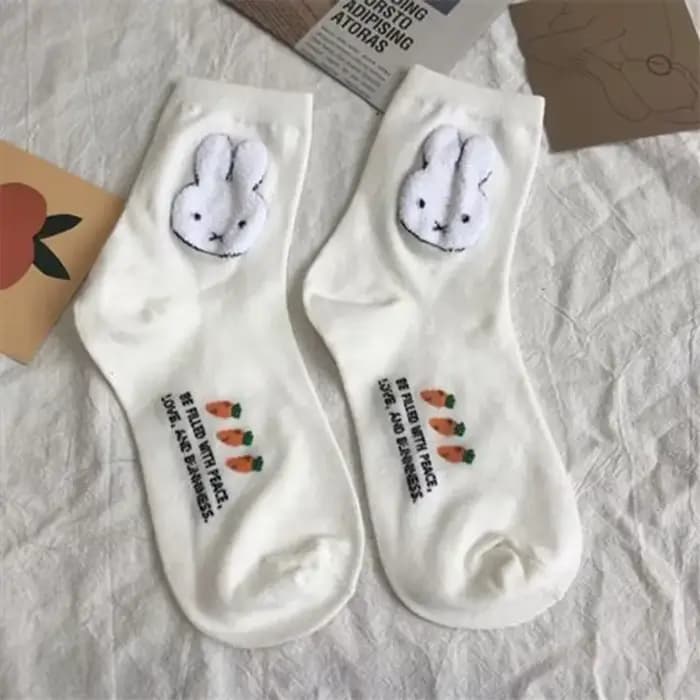 Kawaii Miffy coton cheville chaussettes minimaliste chérie dessin animé lapin pour les filles tricot
