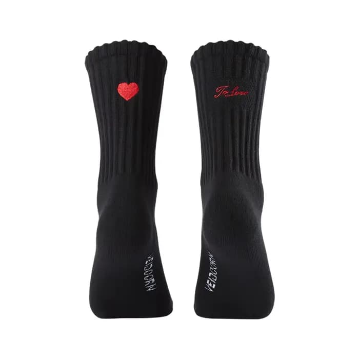 Chaussettes décontractées avec motif cœur, broderie «To Love», mignonnes, confortables, respirantes,