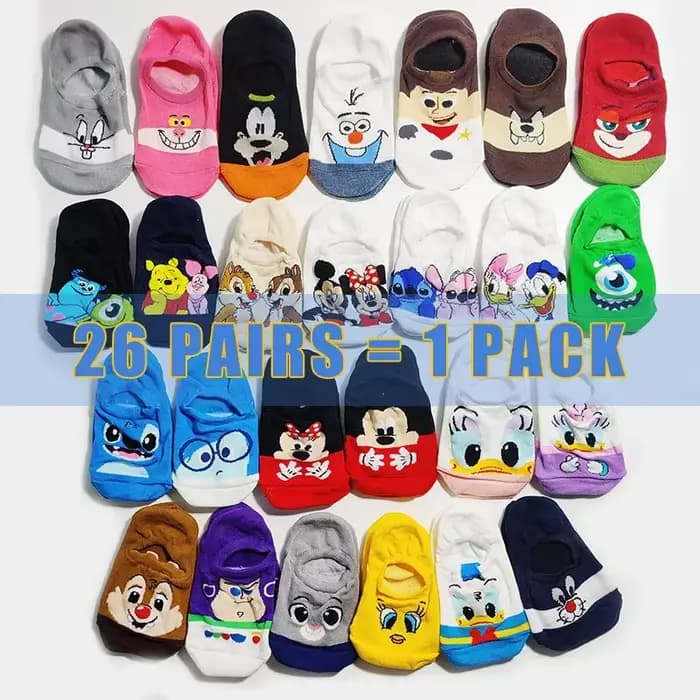 26 paires/pack Disney Anime thème femmes chaussettes mignon dessin animé Minnie Mickey Mouse et Dona