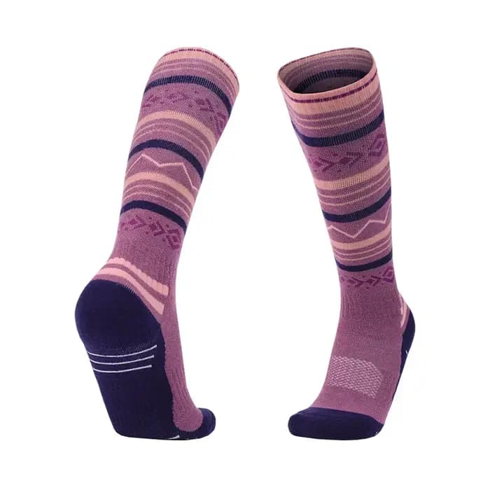 1 paire de chaussettes de Ski d'hiver en laine pour femmes, bas longs thermiques sportifs hauts pour