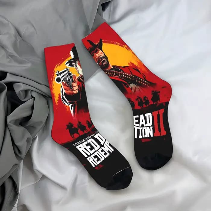 Red Dead Redemption chaussettes automne bas rétro hommes chaussettes souples graphique cyclisme chau