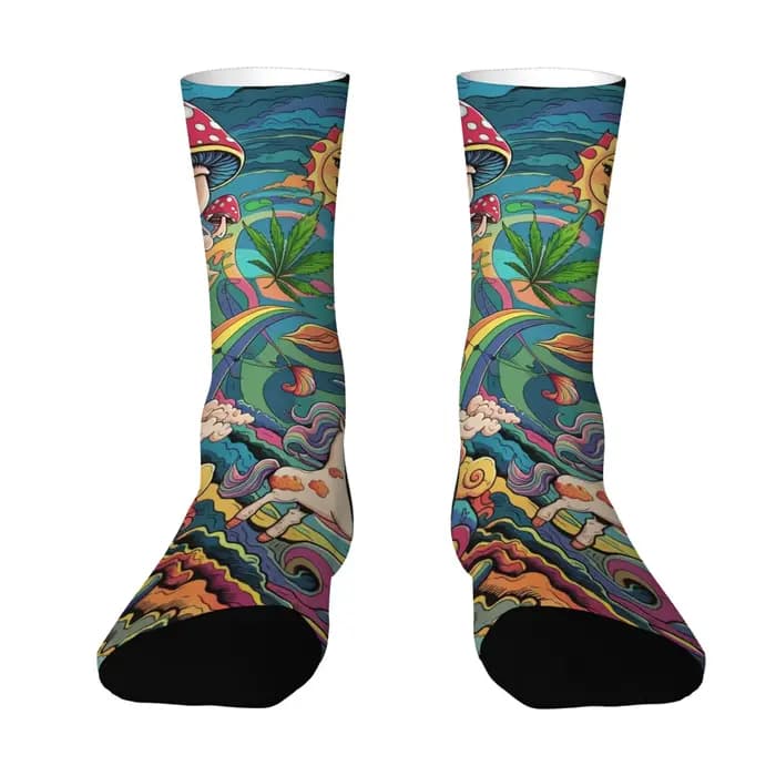 Harajuku rétro bohème fantaisie imprimé chaussettes pour hommes confortable respirant chaussettes an