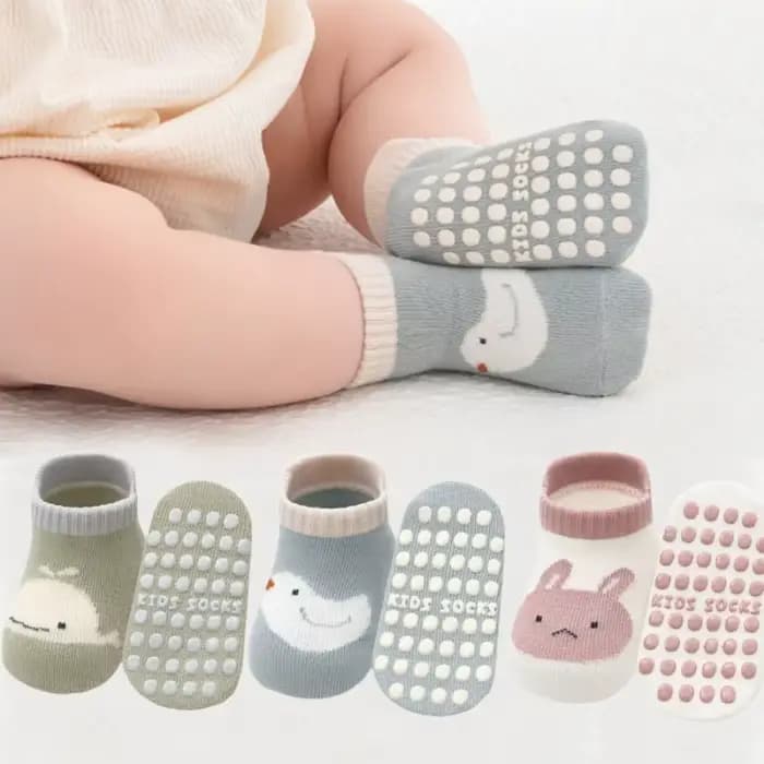 3 paires/lot nouveau-né bébé chaussettes de sol printemps automne coton dessin animé enfants anti-dé