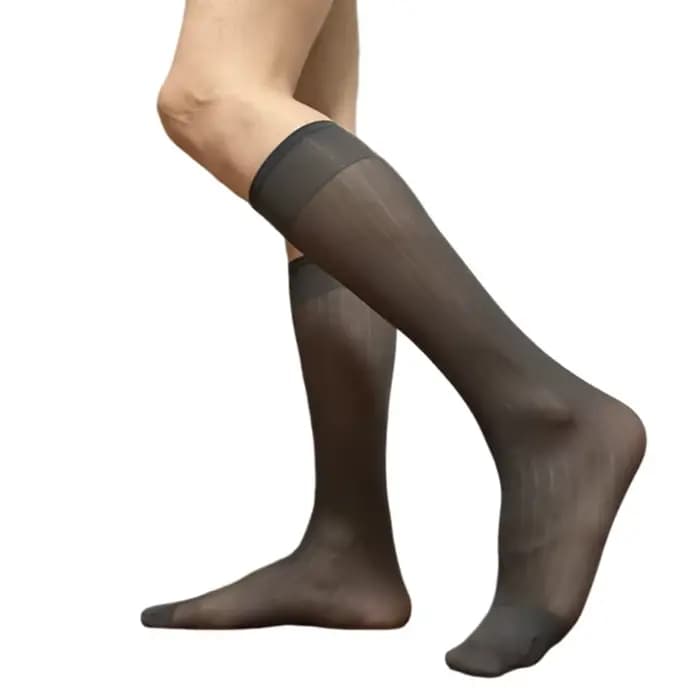 Chaussettes costume en soie fine pour hommes, chaussettes transparentes sur le mollet, robe d'affair