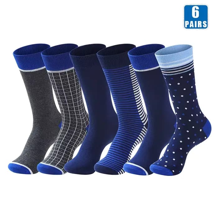 Chaussettes longues décontractées en coton pour hommes, motif de points bleus, affaires provoqué, ma