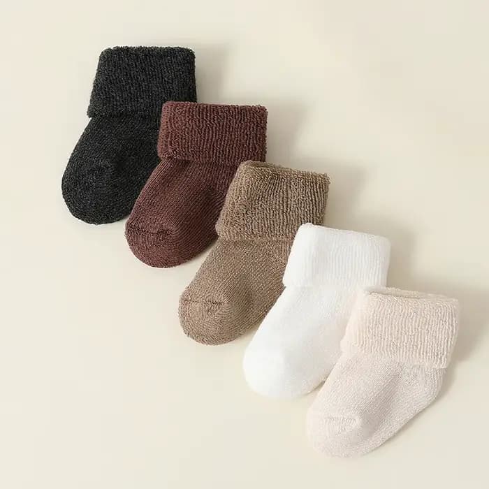 5 paire/ensemble hiver épaissir chaud bébé chaussettes couleur unie nouveau-né bébé garçons filles e