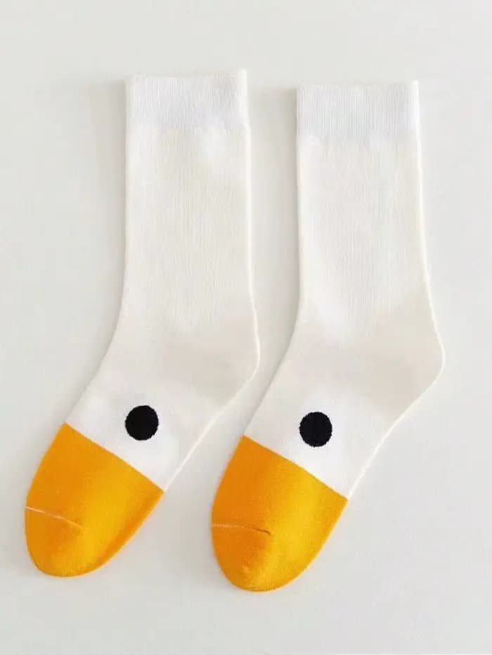 1/6 paires de chaussettes pour femmes, motif dessin animé, à la mode et polyvalentes, design mignon,
