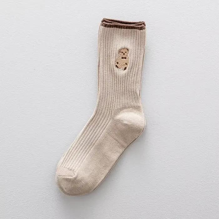 Chaussettes pour femmes à motif ours de dessin animé, style coréen décontracté, en coton doux, coule