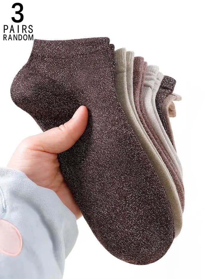 3/6 paires de chaussettes à paillettes multicolores aléatoires, chaussettes confortables et assortie