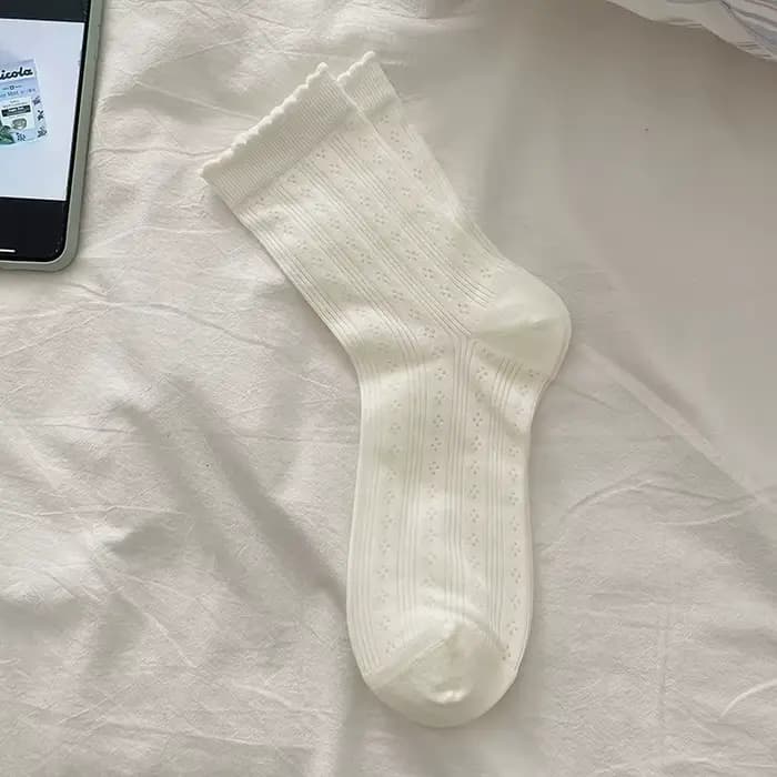 Chaussettes en maille pour femmes, nouvelles chaussettes fines ajourées de couleur unie pour dames, 