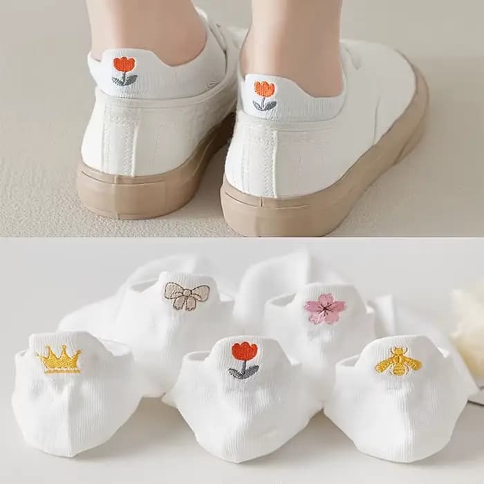 Chaussettes blanches en maille respirante, chaussettes minimalistes à bouche peu profonde, jolie cou