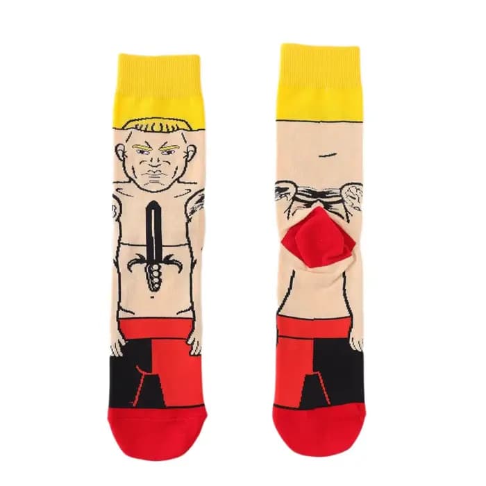 Chaussettes longues pour hommes, série de lutte de dessin animé fou, personnages de films de sport, 
