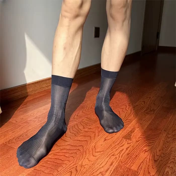 Chaussettes mi-hautes pour homme Miosam, logo personnalisé, été, soyeuses, décontractées, respirante