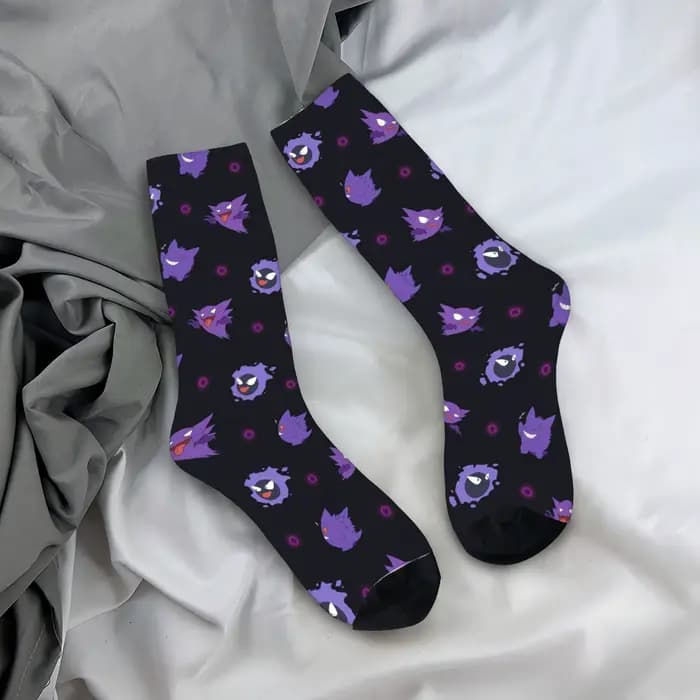 Chaussettes amusantes pour hommes, chaussettes Hip Hop Pokemons, chaussettes Gengar en Polyester, ch