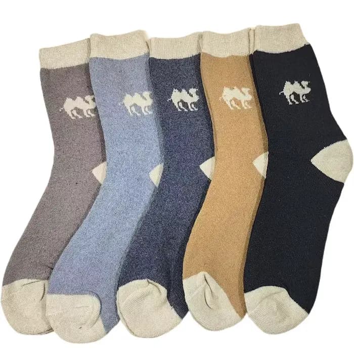 5 paires de chaussettes thermiques d'hiver, en peluche épaisse, évacuant la transpiration, mi-mollet