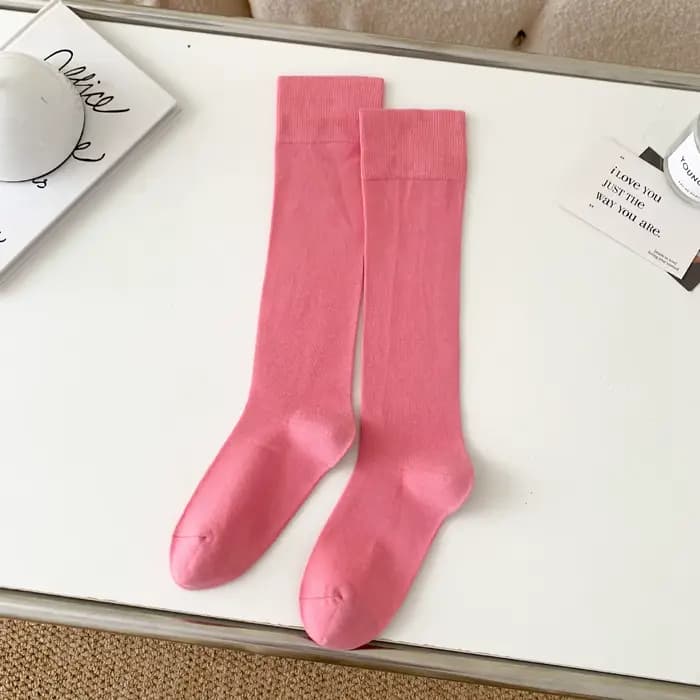 Chaussettes mollet coréennes Dopamine pour femmes, couleur unie, bas polyvalents à la mode, conforta