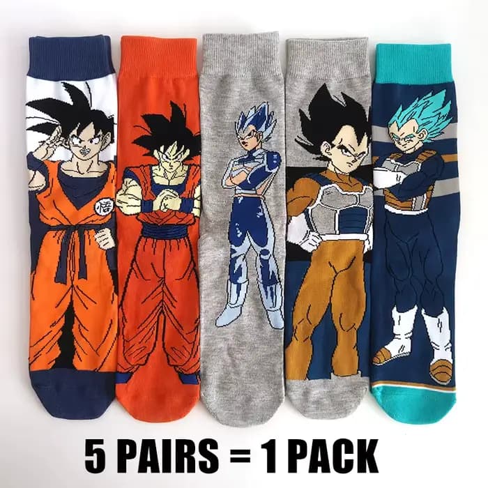 5 paires de chaussettes BANDAI Dragon Ball unisexes, style dessin animé, hip-hop, streetwear, fantai