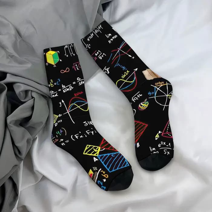 Chaussettes pour hommes, thème mathématique élégant, drôle, Design Unique, imprimé, chaud, doux, par