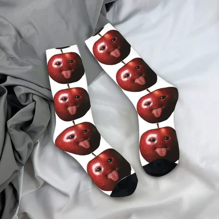 Drôle idiot Ai Apple Gen Z Meme cerveau humour langue sur bas chaussettes élégantes hiver chaussette
