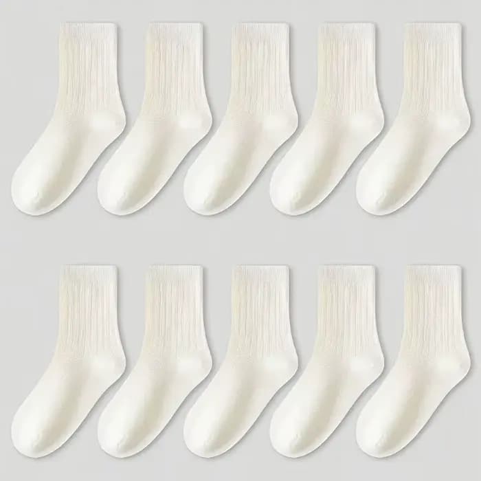5 paires de chaussettes pour enfants, couleur unie blanche, pour garçons et filles, adaptées aux enf