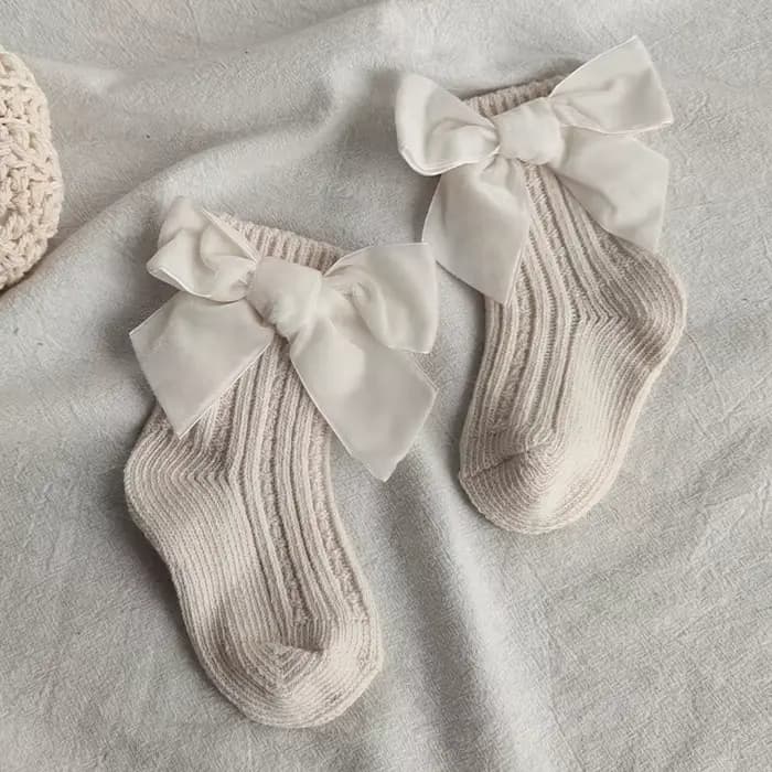 Chaussettes d'hiver pour bébé garçon et fille, nouveau-né, automne, gros nœud, mi-tube, chaussettes 