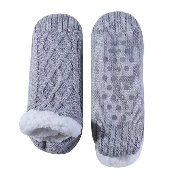 1 paire de chaussettes de sommeil épaisses et chaudes en velours, antidérapantes, mi-longues, pour f