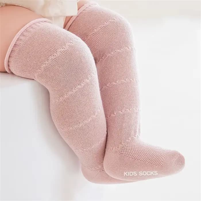 Chaussettes d'été longues ajourées pour bébé, maille respirante en coton, chaussettes hautes aux gen