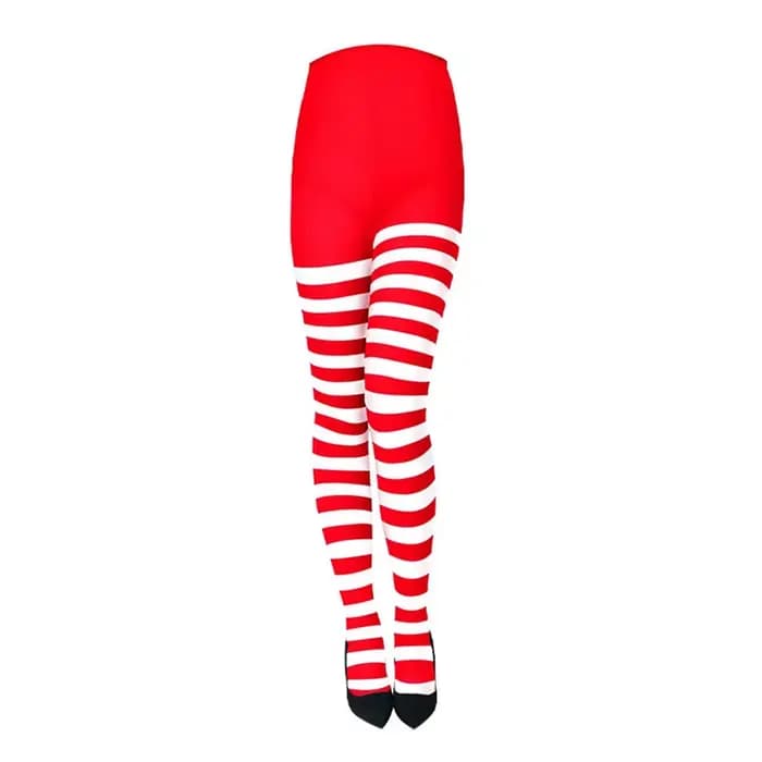 Collants rayés pleine longueur pour femmes, rouge, noir, cuisse haute, bas pour la fête de Noël, maq