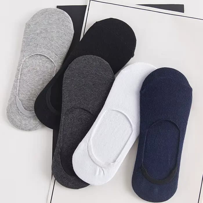 Chaussettes Courtes Invisibles pour Homme, en Coton, Noir et Blanc, Multi-ALD, Silicone, Respirantes