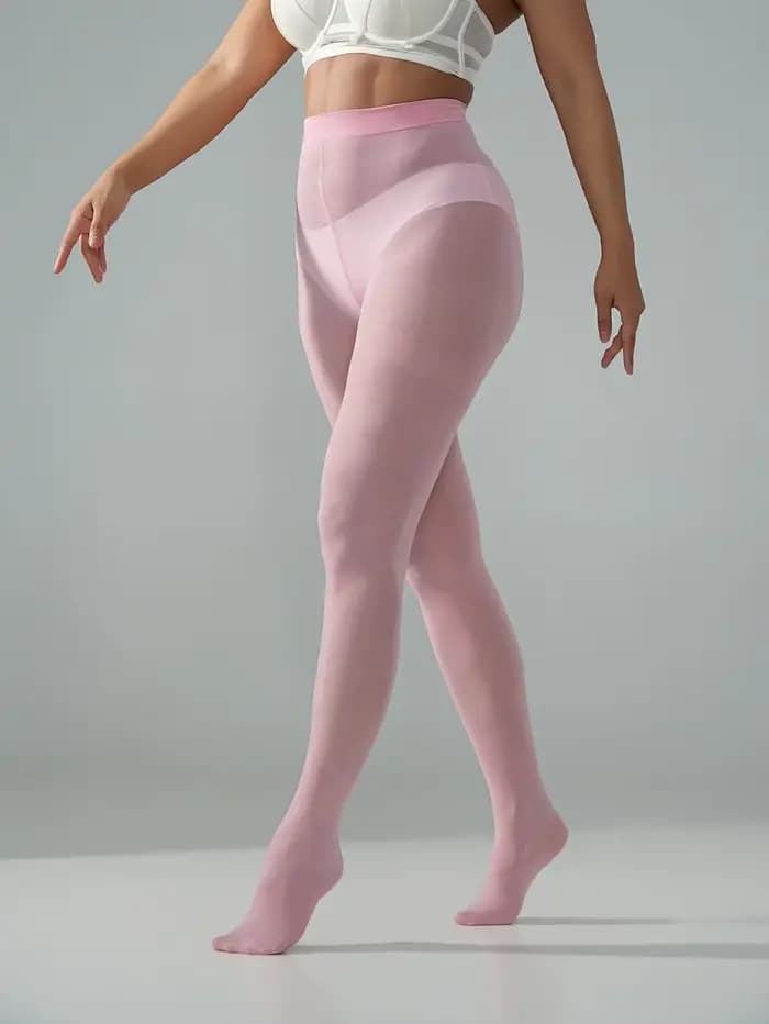 1 paire de collants de compression roses pour femmes, collants décontractés transparents à taille ha