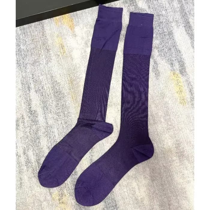 Grande taille hommes chaussettes longues de haute qualité couleur unie violet Nylon genou chaussette