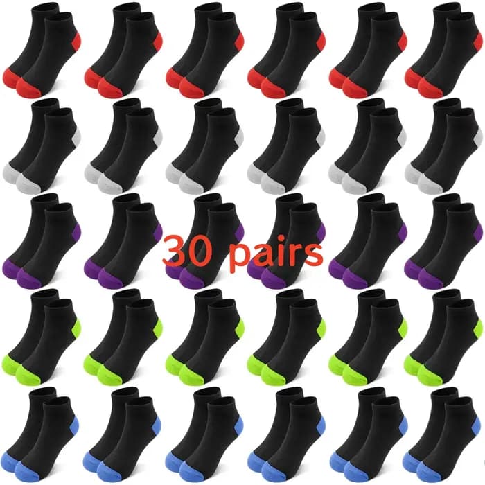 30 paires de chaussettes colorées pour enfants de 1 à 14 ans, décontractées et simples, avec une gra