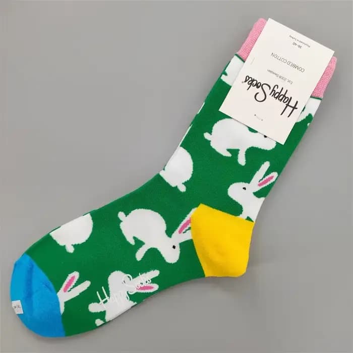 Happy-Chaussettes mi-tube en coton pour femmes, quatre saisons, taille 36-40, HS, nouveau