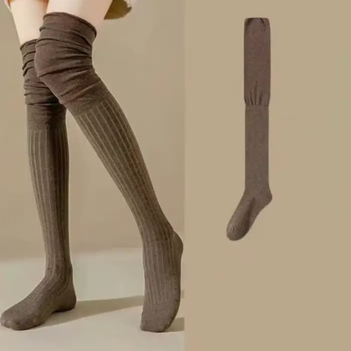 1/4 paires de chaussettes hautes pour femmes, couleur unie, haute élasticité, respirantes, confortab