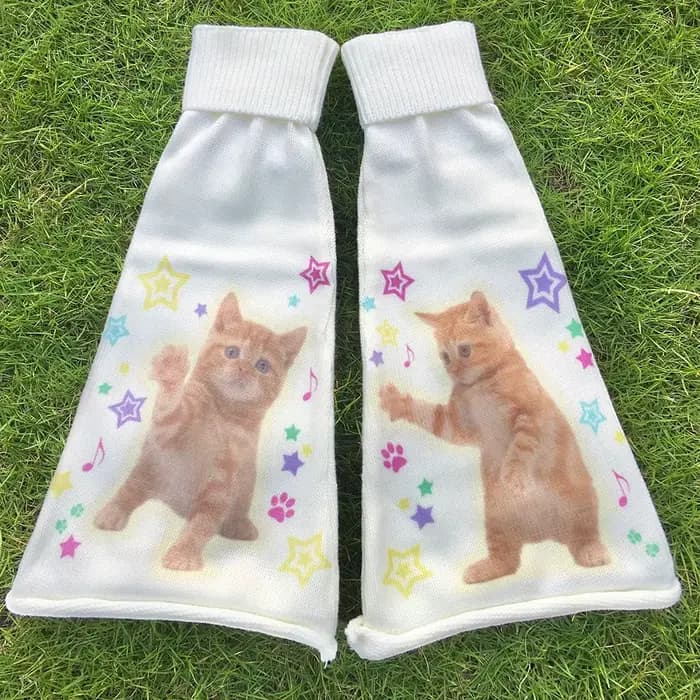 Jambières Kawaii Cat Cartoon Pys Socks, Lolita Cute Whole Leg Cover, Y2K Star, Japanese JK Accessres