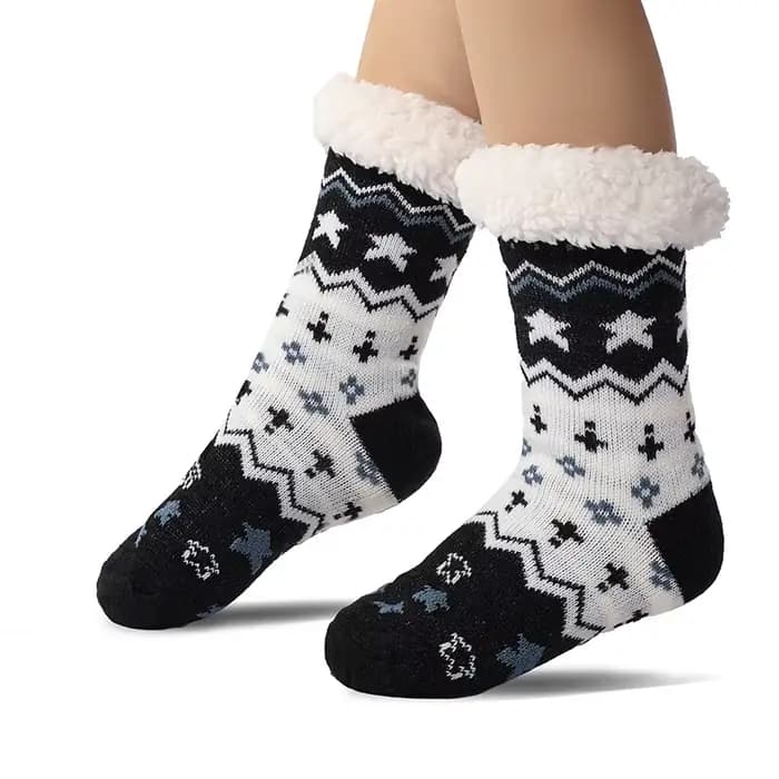 Nouvelles Chaussettes d'Hiver 2026 pour Femme, Motif Étoiles et Rayures, Doublure Polaire Confortabl