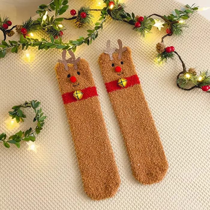 Art Jacquard thème de noël épais velours équipage chaussettes livraison directe femmes hiver chaud p