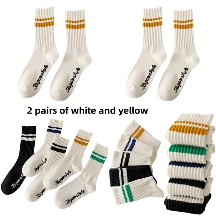 2 paires de chaussettes rayées pour hommes, chaussettes de baseball pour couples, chaussettes tube s