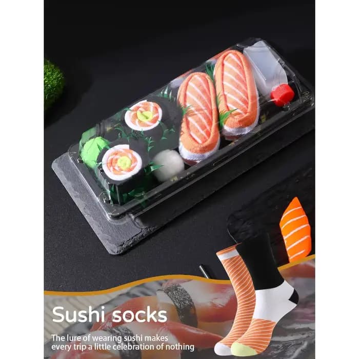 2 paires de chaussettes à sushi saumon, nouveauté et intéressant, coffret cadeau, style saison de no